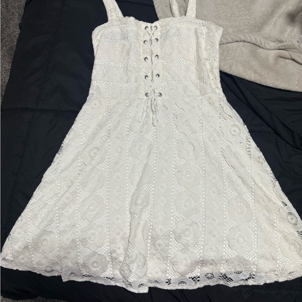White Lace-Up Sundress